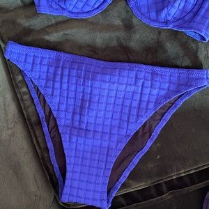NWT Solid and Striped BLUE BIKINI BOTTOM